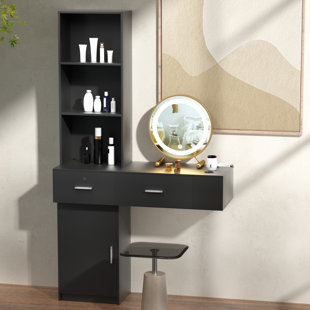 Modern Hair Styling Station With Multi-Layer Storage, Drawers & Cabinet – Space-Saving Vanity Desk