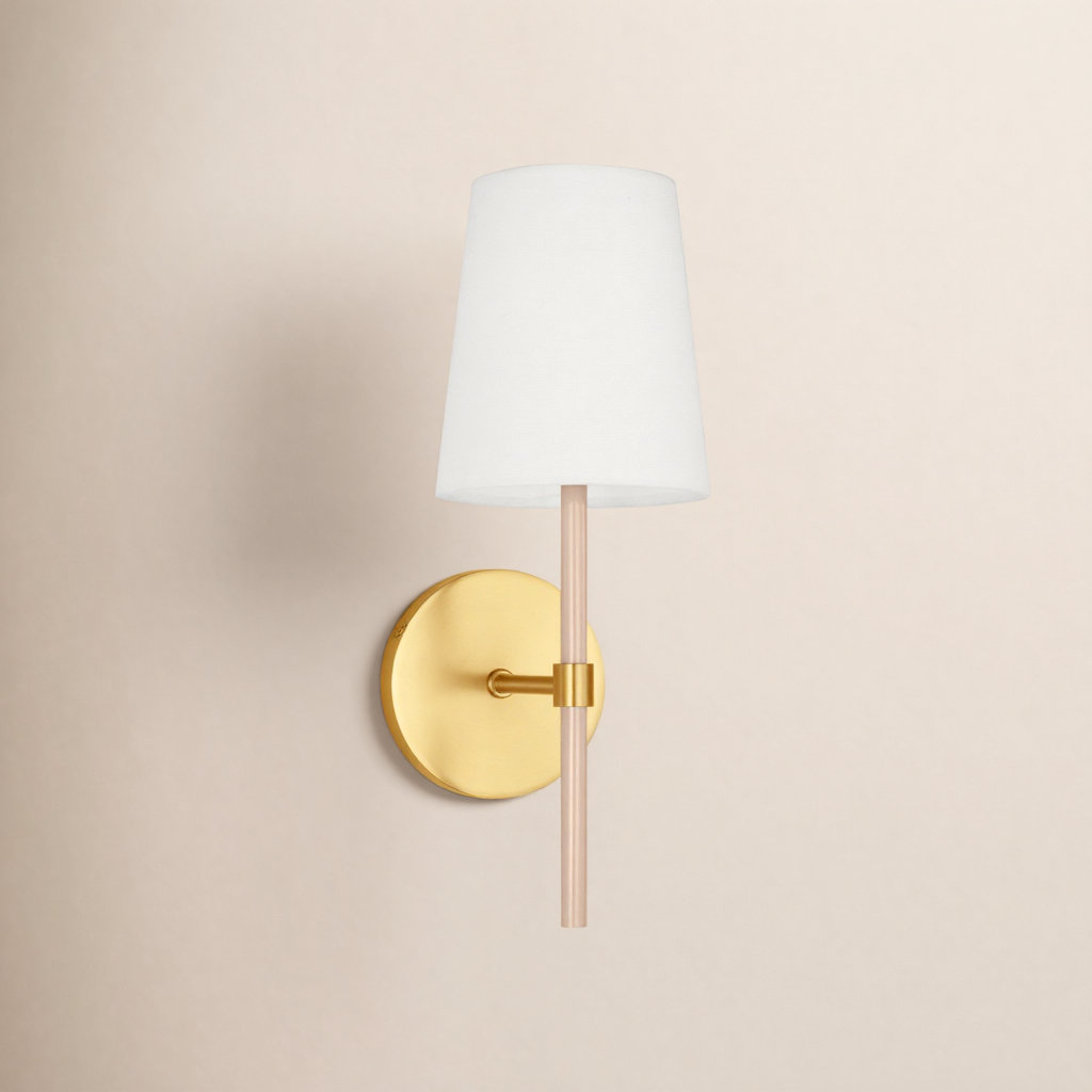 Single Light Dimmable Armed Sconce, Burnished Brass BLH