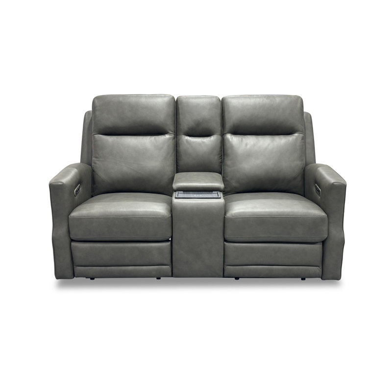 Causeuse inclinable électrique avec console, appuis-tête électriques et soutien lombaire Henri, Gris