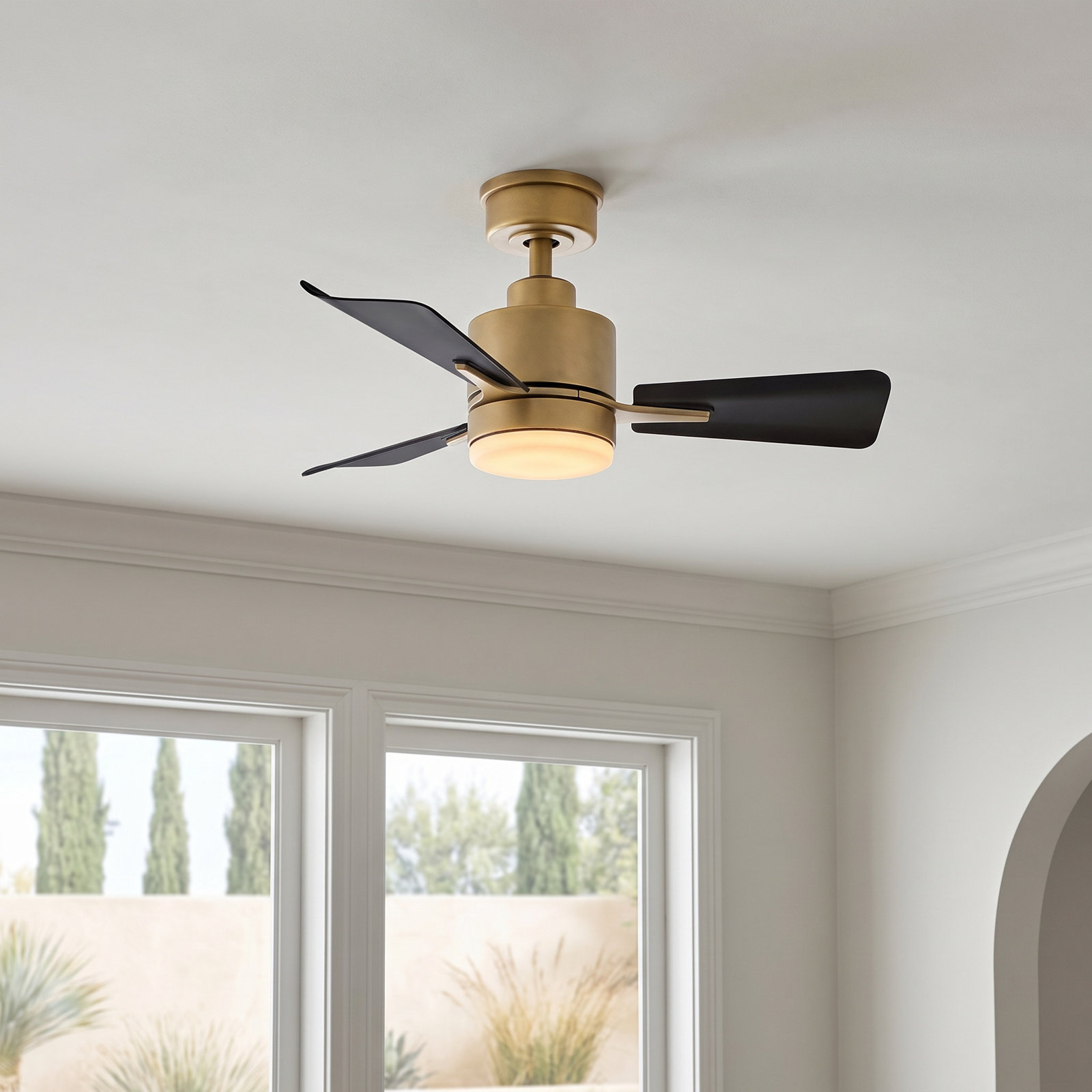 Leventhal 30" Ceiling Fan with Light Kit, Matte Black/Gold