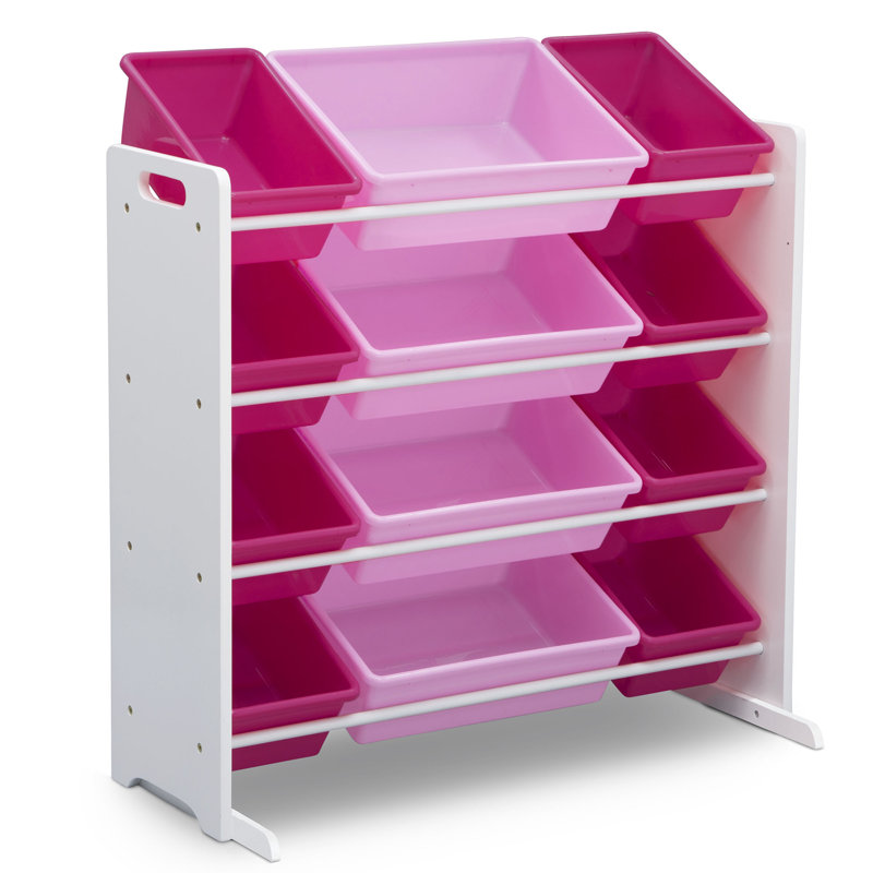 Meuble de rangement de jouets , Blanc / Rose