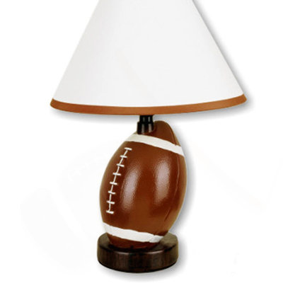 13.5" Tall Ceramic Table Lamp, Football Shaped, Linen Shade