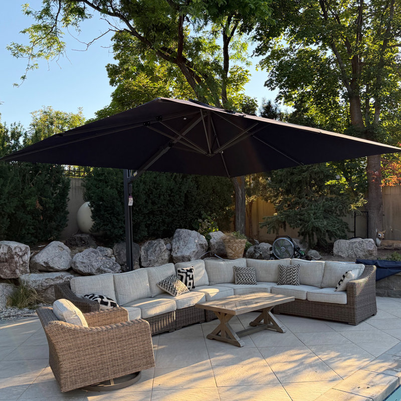 Parasol rectangulaire en porte-à-faux sans base JordIn 11 pi x 15 pi JordIn, Bleu marine
