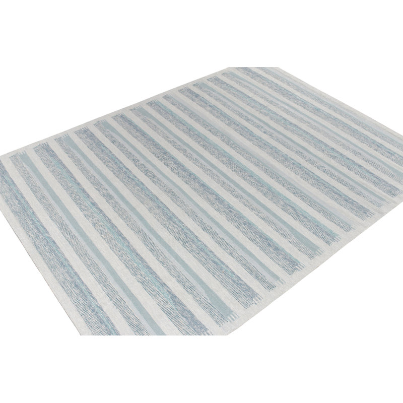 Scandinavian Silk Geometric Area Rug, Rectangle 6' x 9'