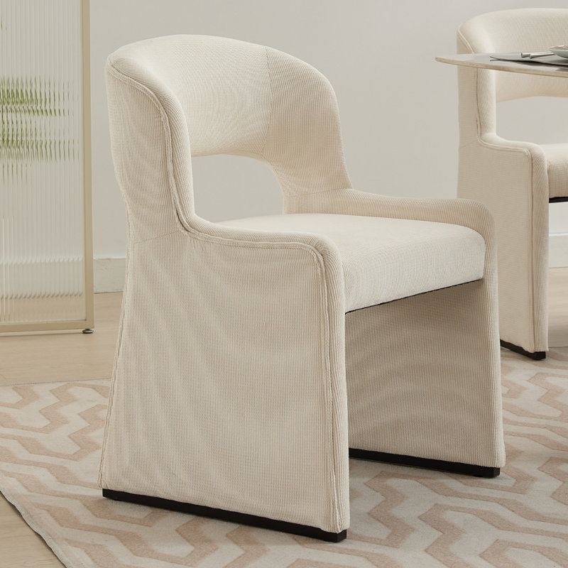 Chaises de salle à manger rembourrées modernes à oreilles pour le salon de la salle à manger, 1, Blanc