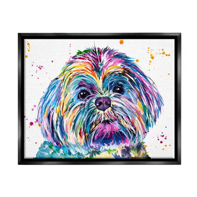 " Bold Rainbow Shih Tzu Dog Portrait " by Jen Seeley