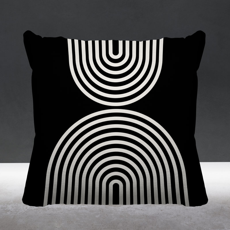 Coussin décoratif intérieur / extérieur Hali, L 19 po x H 19 po, Noir