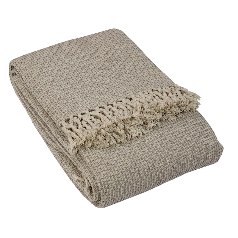 Hand Woven Throw Blanket, Beige