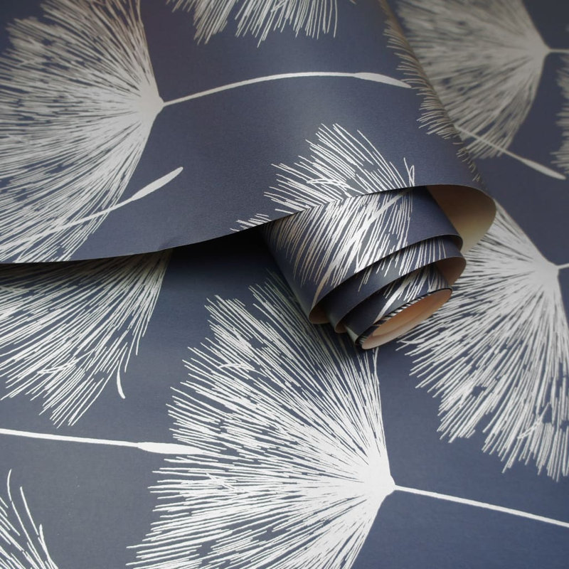 Dutch Wallcoverings Wallpaper Fleur, Navy Blue/Grey