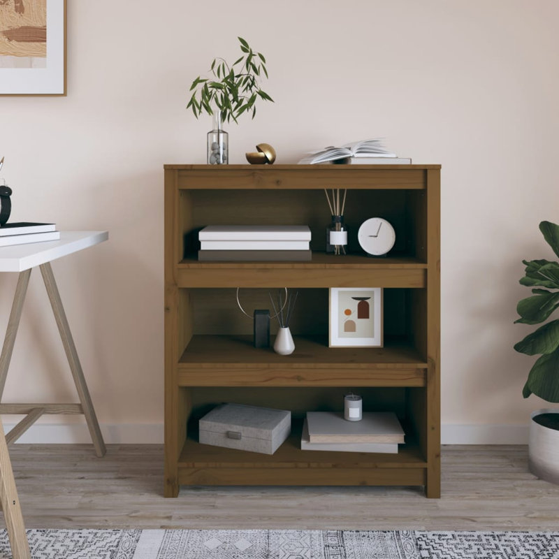Kylisia 97cm H Solid Wood Standard Bookcase, 97cm H x 80cm W x 35cm D, Honey Brown