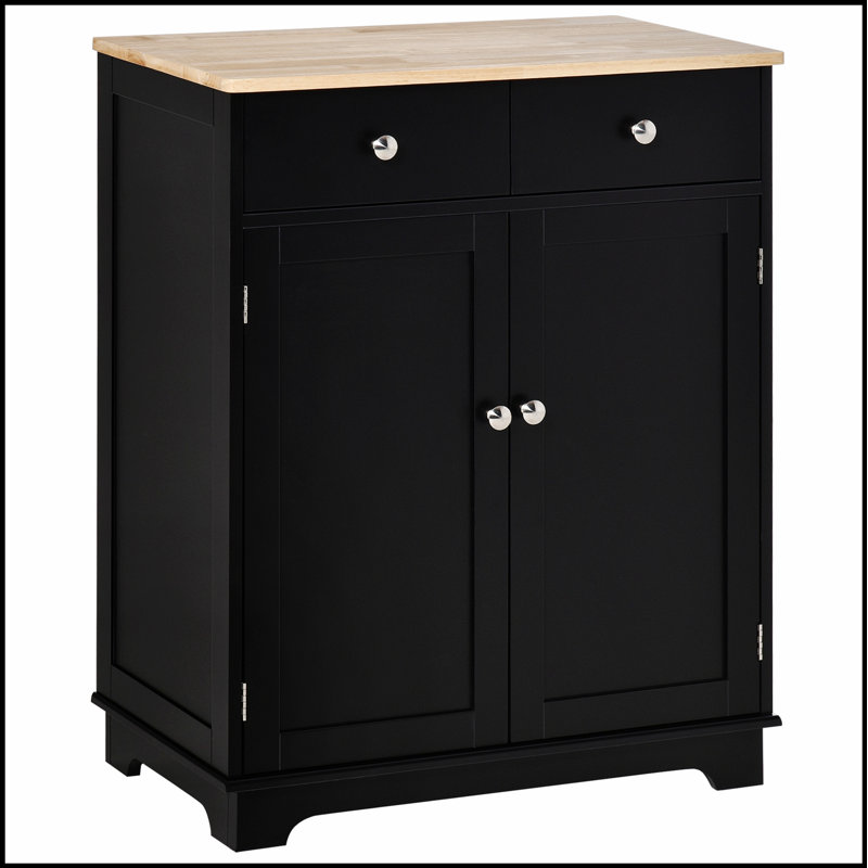 Buffet de comptoir en bois massif avec beaucoup de rangement, parfait pour les cuisines organisées et élégantes