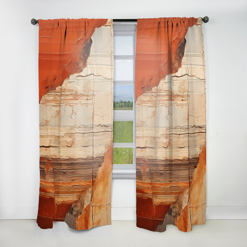 Algrange Earth Minimalist Fossils I - Abstract Collages Curtain - Velvet Room Darkening - 1 panel, 52" W x 90" L