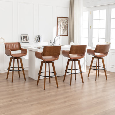 Modern Faux Leather Upholstered Swivel Stools