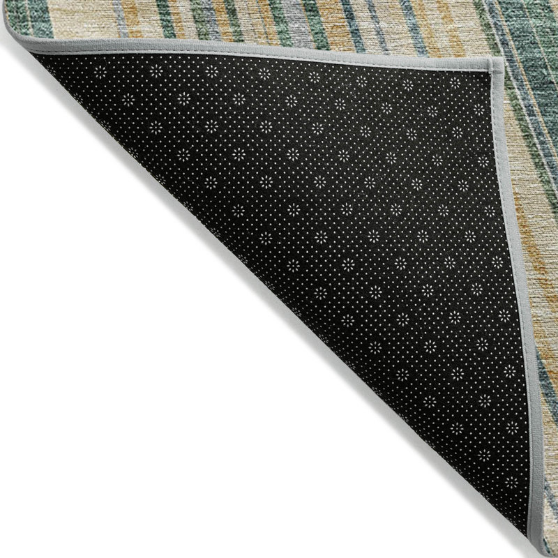 Tapis intérieur lavable rayé doré 9 pi x 12 pi