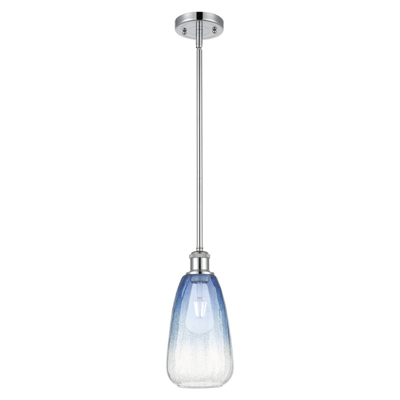 Mini luminaire suspendu avec tige 6 po Ballston - Brookhaven, Chrome poli, Bleu saphir