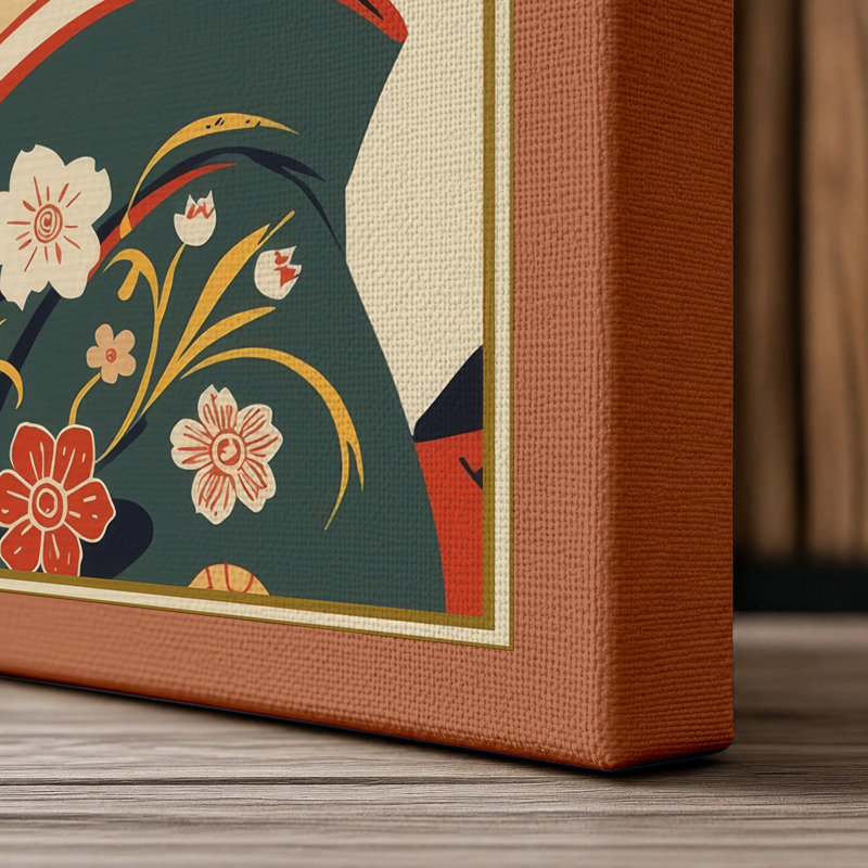 Japanese Elegance Japandi - Wrapped Canvas, 30x20 - 76.2 x 50.8 cm, Terracotta Border