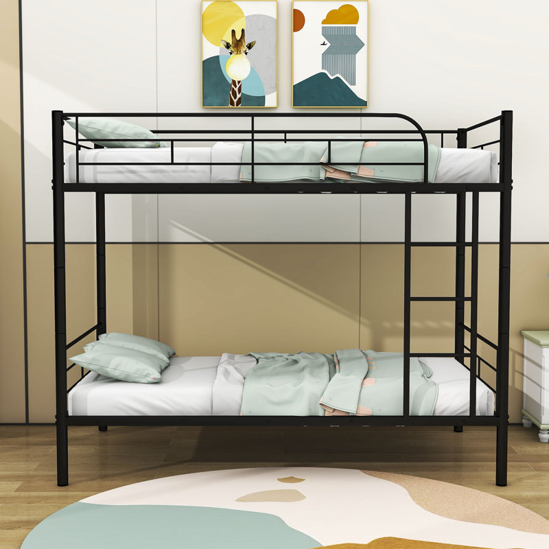 Twin Over Twin Metal Bunk Bed, White
