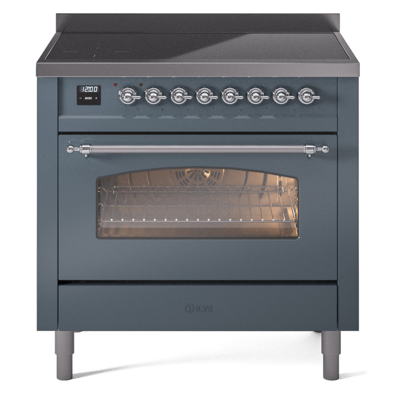 ILVE Nostalgie II 36 in Induction Range, Blue Gray/Chrome