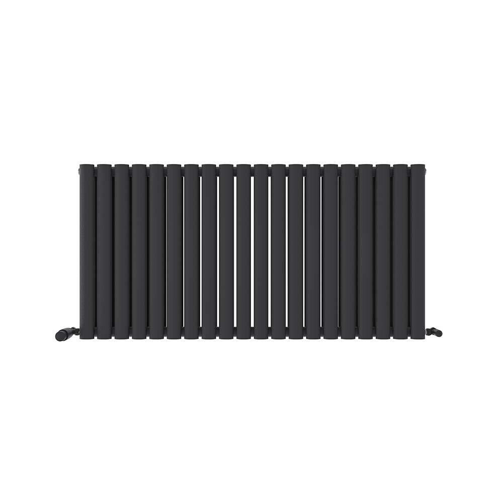 iBathUK Princia Horizontal Double Oval Panel Radiator Angled Valve