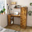 Bureau d'ordinateur avec prise 4-en-1 et 3 tiroirs, 4 tablettes de rangement à 4 niveaux, stratifié au fini bois carbonisé pour bureau à domicile, bureau, chambre à coucher