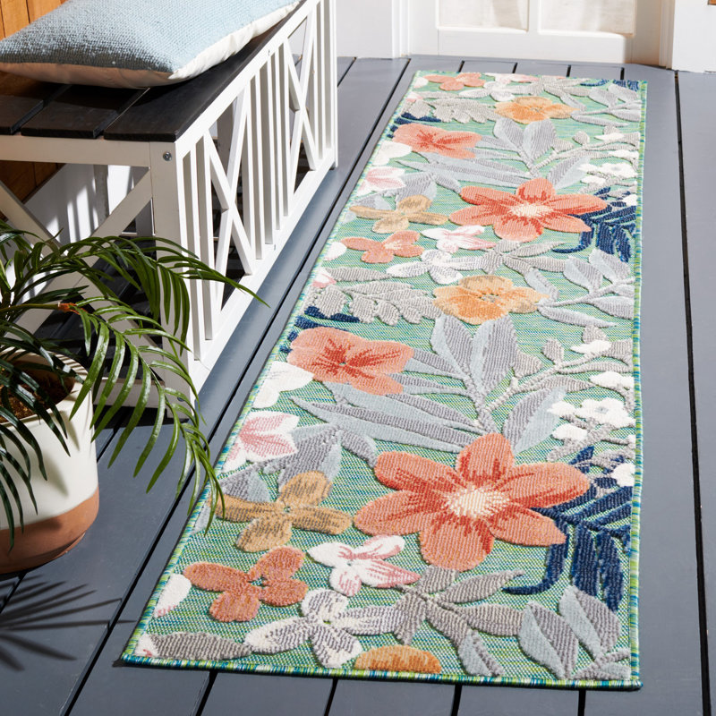 Tapis floral tissé à la machine Shutesbury, Tapis de couloir 2 pi x 13 pi