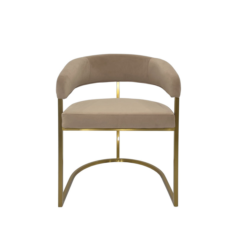 Dining Chair With Velvet Seat, Brushed Gold, Taupe