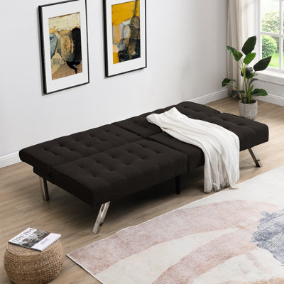 Multifunctional Wood Frame Futon Bed , , Stainless Leg, 32.74in High Ergonomic Bed, User Experience, 59.12lb