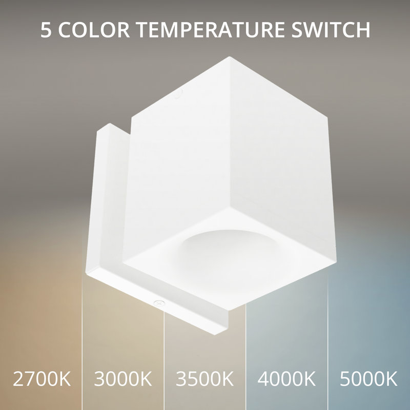 Zoron Dimmable LED Outdoor Square Wall Light With Color Temperature Switch (2700K/3000K/3500K/4000K/5000K), 45° Beam Angle