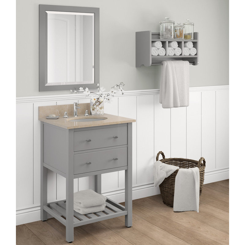 Accent Shelf with Towel Bar, Grey