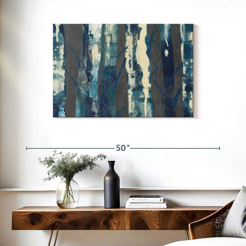 Harnek Deep Woods Indigo On Gray, 24" H x 36" W