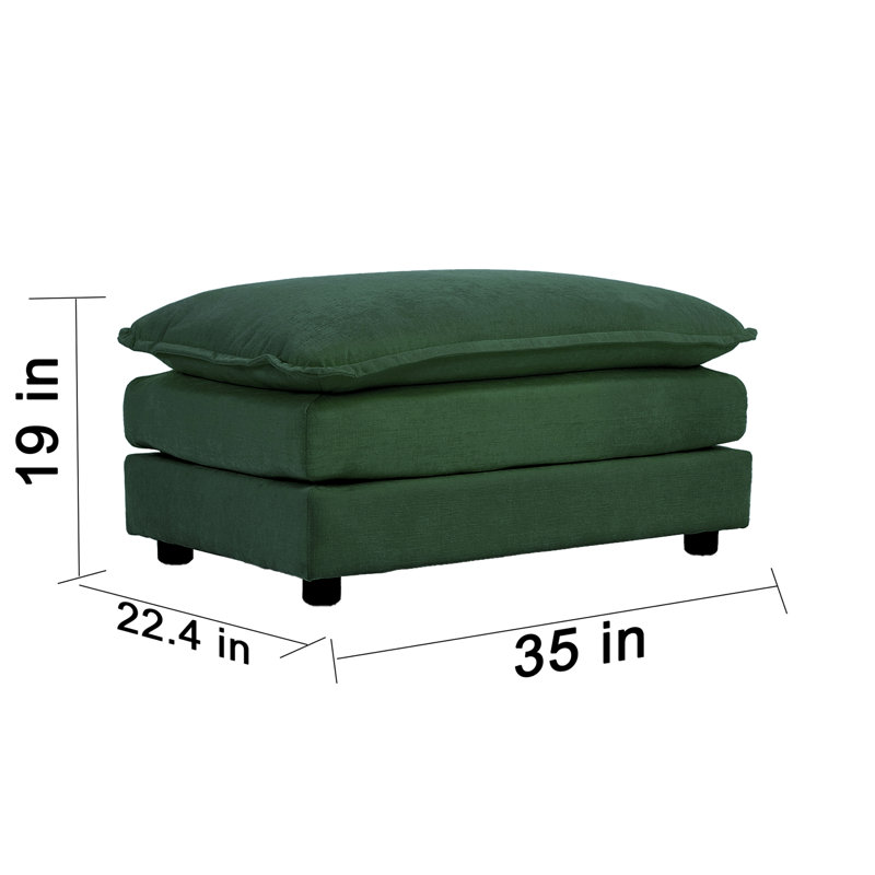 Repose-pieds rembourré Farsad, Vert, H 19 po x l 35 po x P 22,4 po