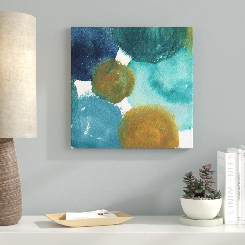 Reproduction de peinture à l'aquarelle «Teal Wat d'image», H 36 po x l 36 po x P 1,5 po, Toile tendue