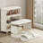 Cream-Coloured Plastic Shoe Rack With 8 Shelves, Movable Storage Cabinet For Home And Dorm