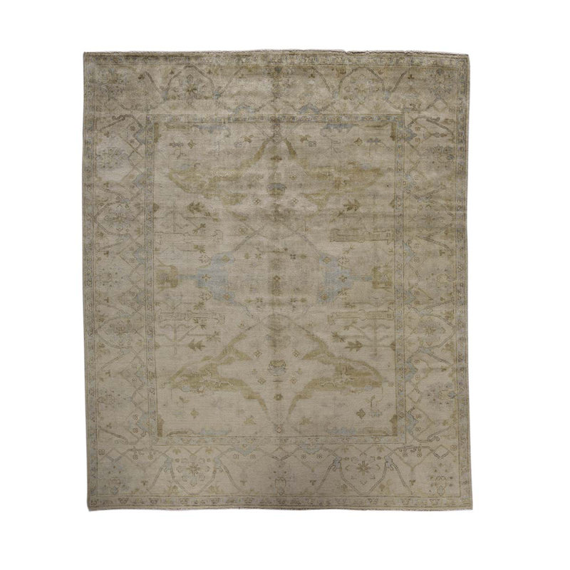 Tapis ivoire / gris noué à la main de haute qualité