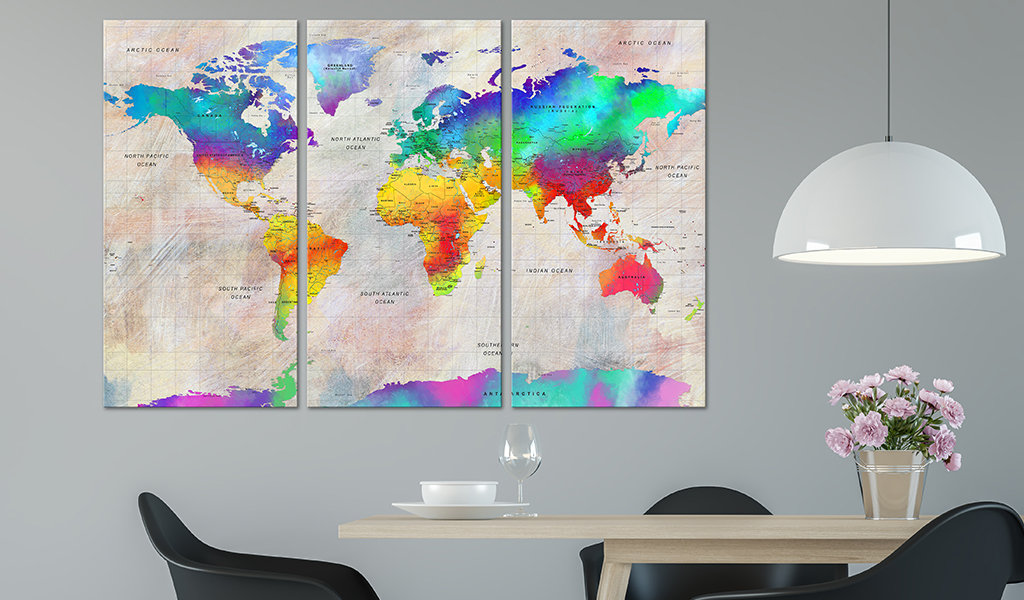 Leinwandbild - World Map: Rainbow Gradient