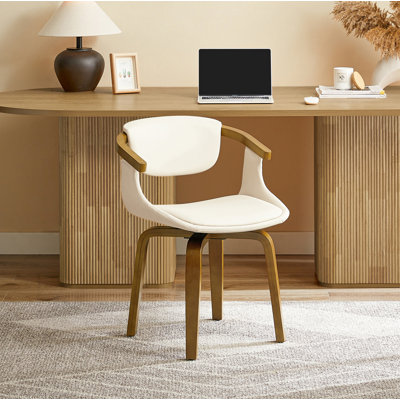 Wathen Faux Leather Upholstered Bentwood Swivel Accent Armchair