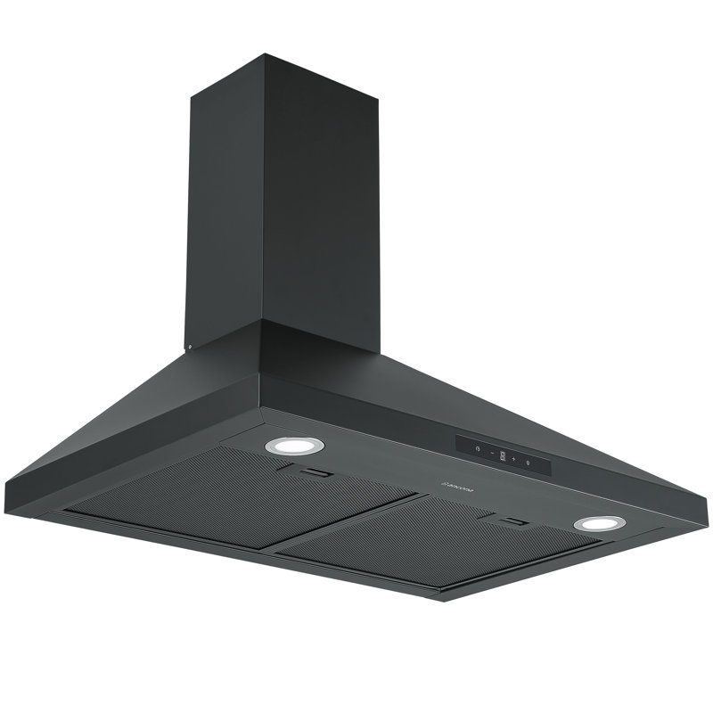 Ancona 30" Convertible Wall-Mounted Pyramid Range Hood in Matte Black