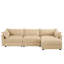 Canapé modulaire en L à 3 places, avec 1 repose-pieds mobile, accoudoirs en forme de croissant et coussins de dossier et d'accoudoirs enveloppants, tissu chenille, couleur blé.