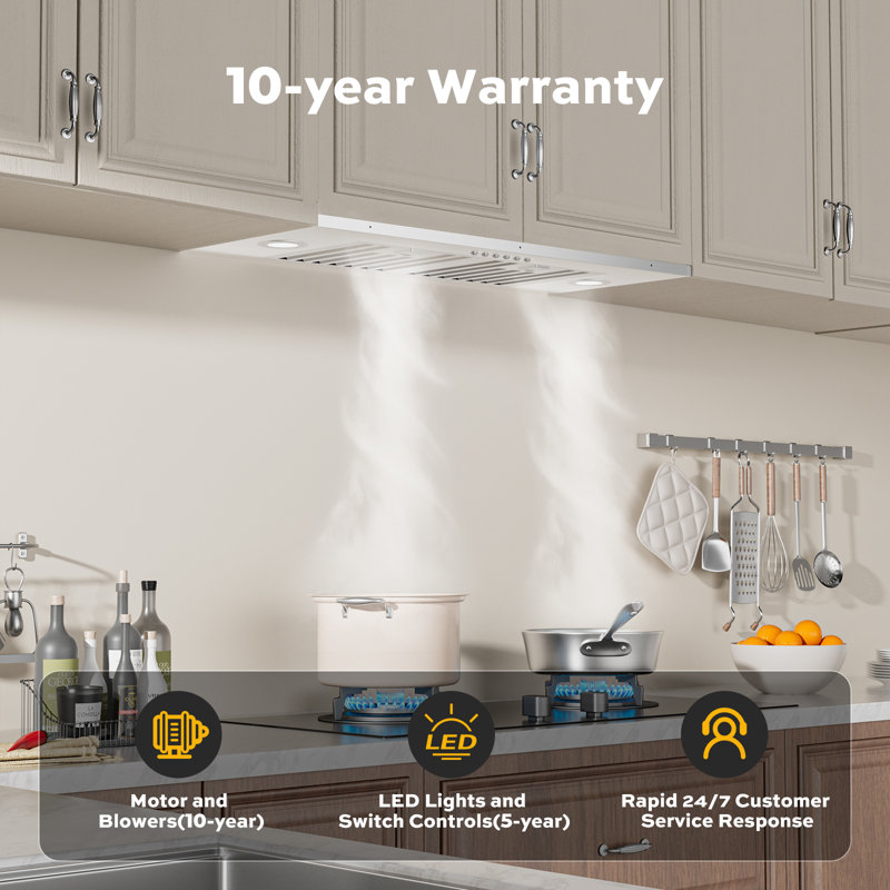 30'' 900 CFM Convertible Insert Range Hood with 4-Speed Button Control,Low Noise,Lights in Stainless Steel