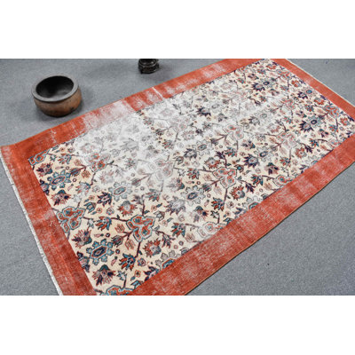 Tapis turc Oushak authentique fait à la main de style turc rétro, idéal pour rehausser le décor du salon - rouge / beige