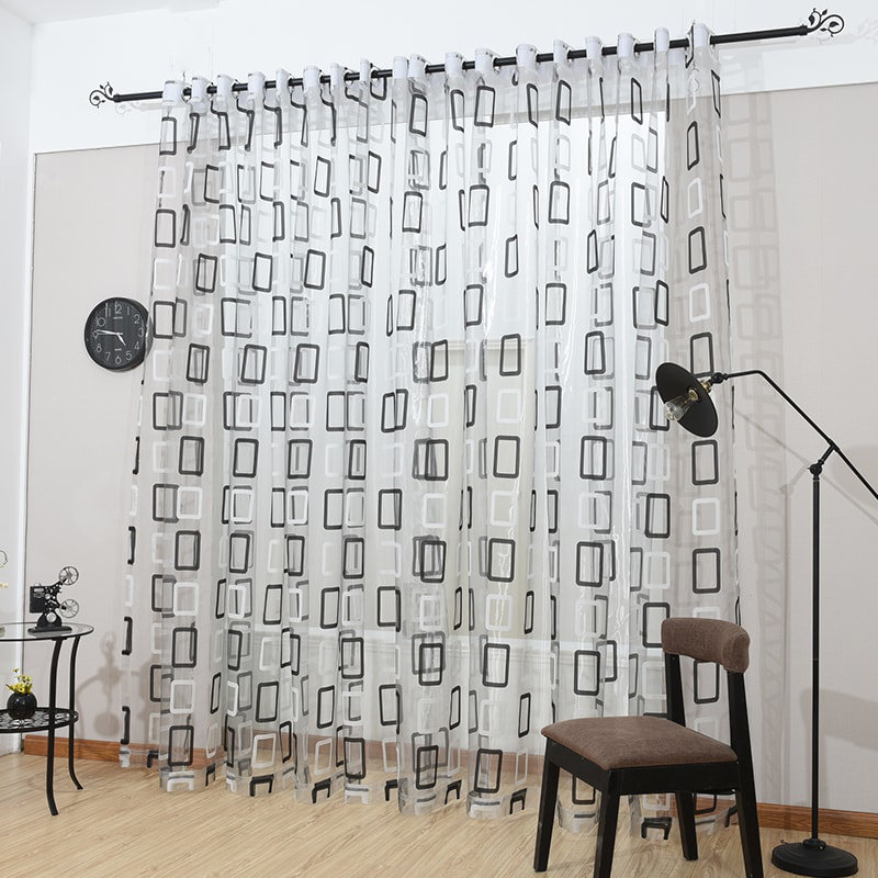 Sheer Curtain Single Panel, Black/White
