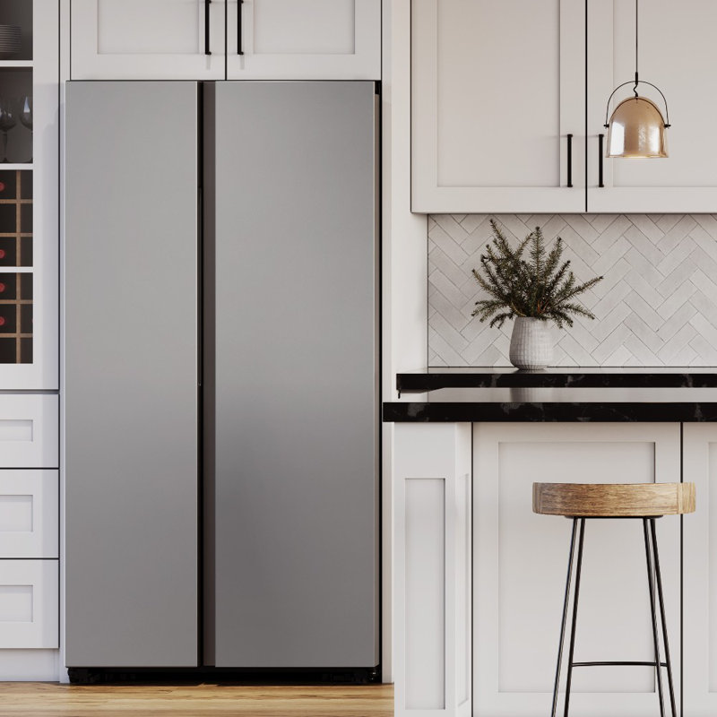 Samsung Bespoke Counter Depth Side-by-Side 23 cu. ft. Refrigerator with Beverage Center  in Fingerprint Resistant Stainless Steel