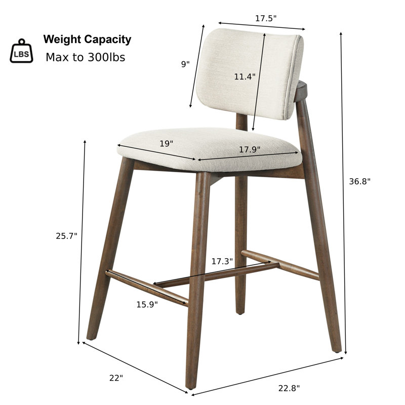 Tabouret de comptoir Talin, Beige Cushion/Brown Frame, 4