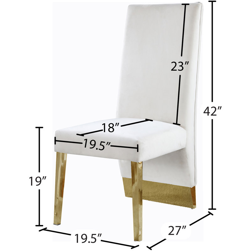 Chaise rembourrée Elia, Or, Velours crème