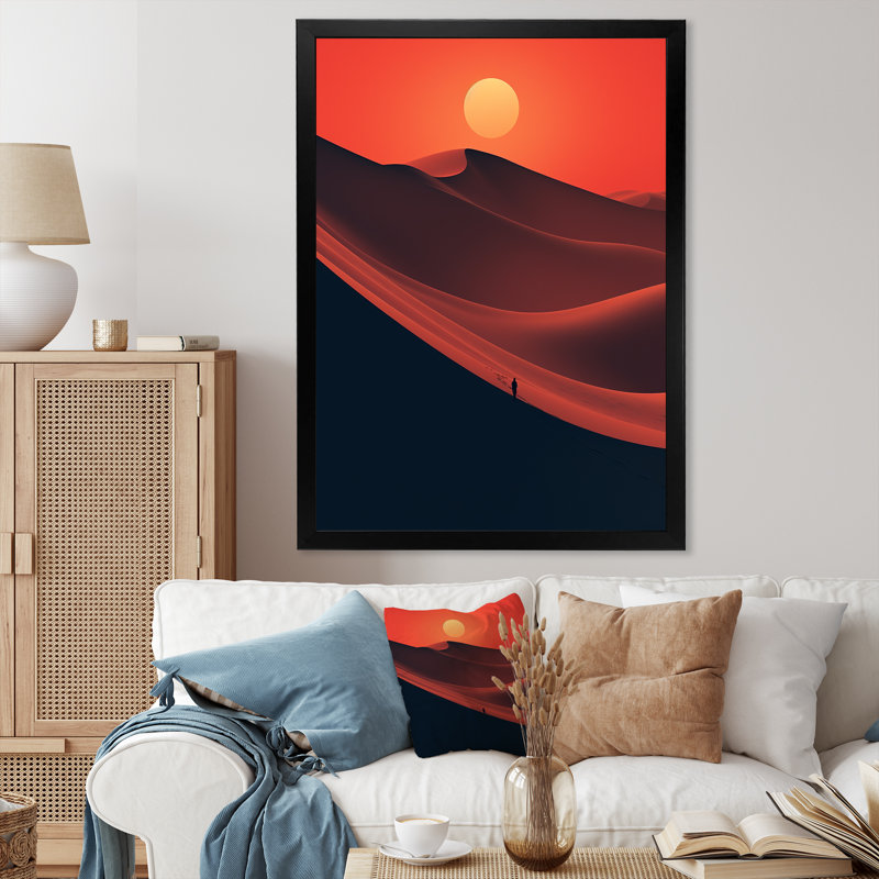 "Lever de soleil noir et rouge Photo VI", H 20 po x l 12 po x P 1 po, Cadre simple noir