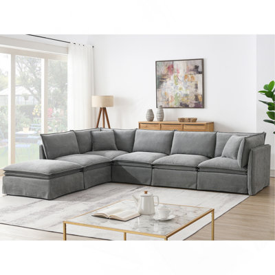 [VIDEO+NEW]125.5'' Modular Sectional Sofa With Movable Ottoman