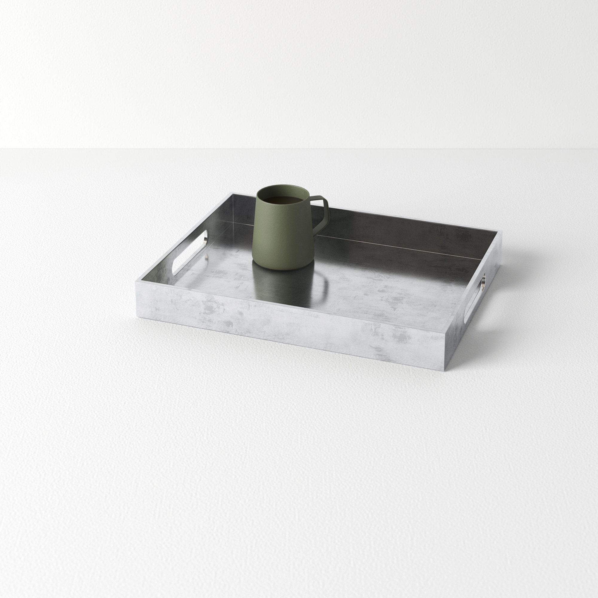 Tray - Set of 1, 1.75" H x 11" W x 1.75" D, Silver