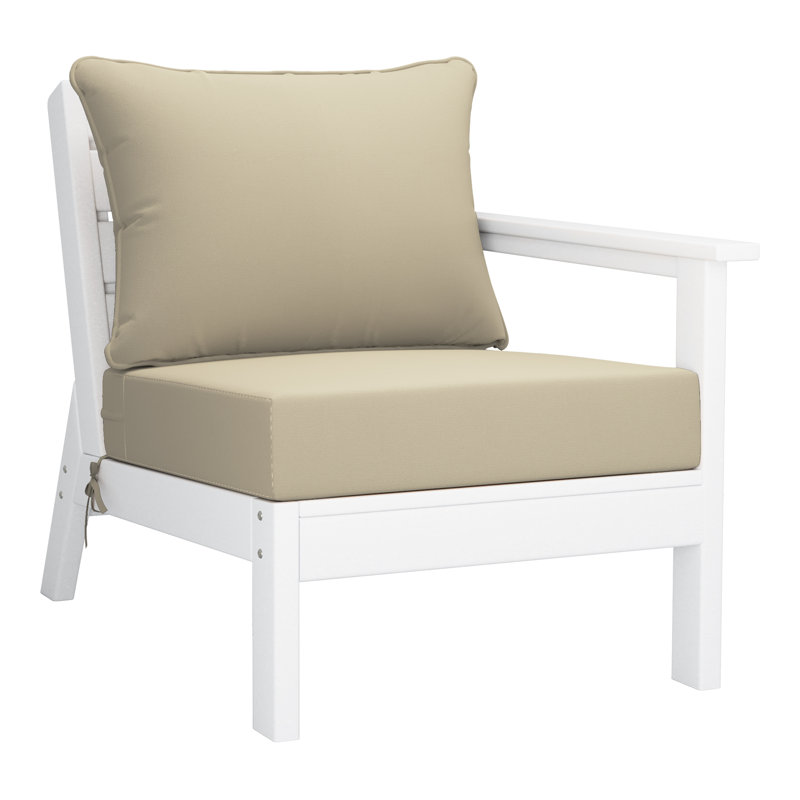 Fauteuil à assise profonde avec coussins profonds, Beige, Blanc