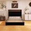 Grand lit plateforme en bois avec port USB et tablette de tête de lit-419821543-419821537