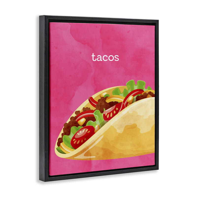 Cadre flottant Tacos mexicain, design par Kim Allen, H 21 po x l 17 po, Cadre flottant noir de jais